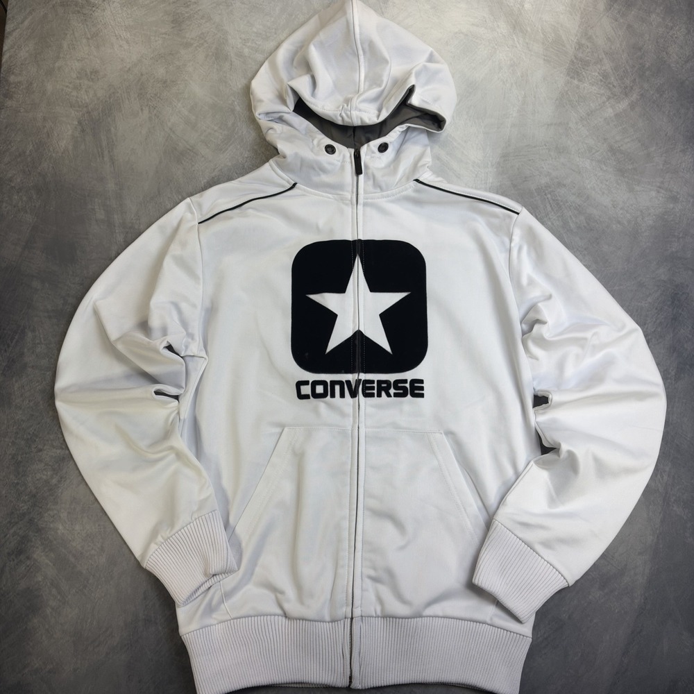Converse Hoodie Mens Small White‎ Full Zip Star Logo Sweatshirt Streetwear